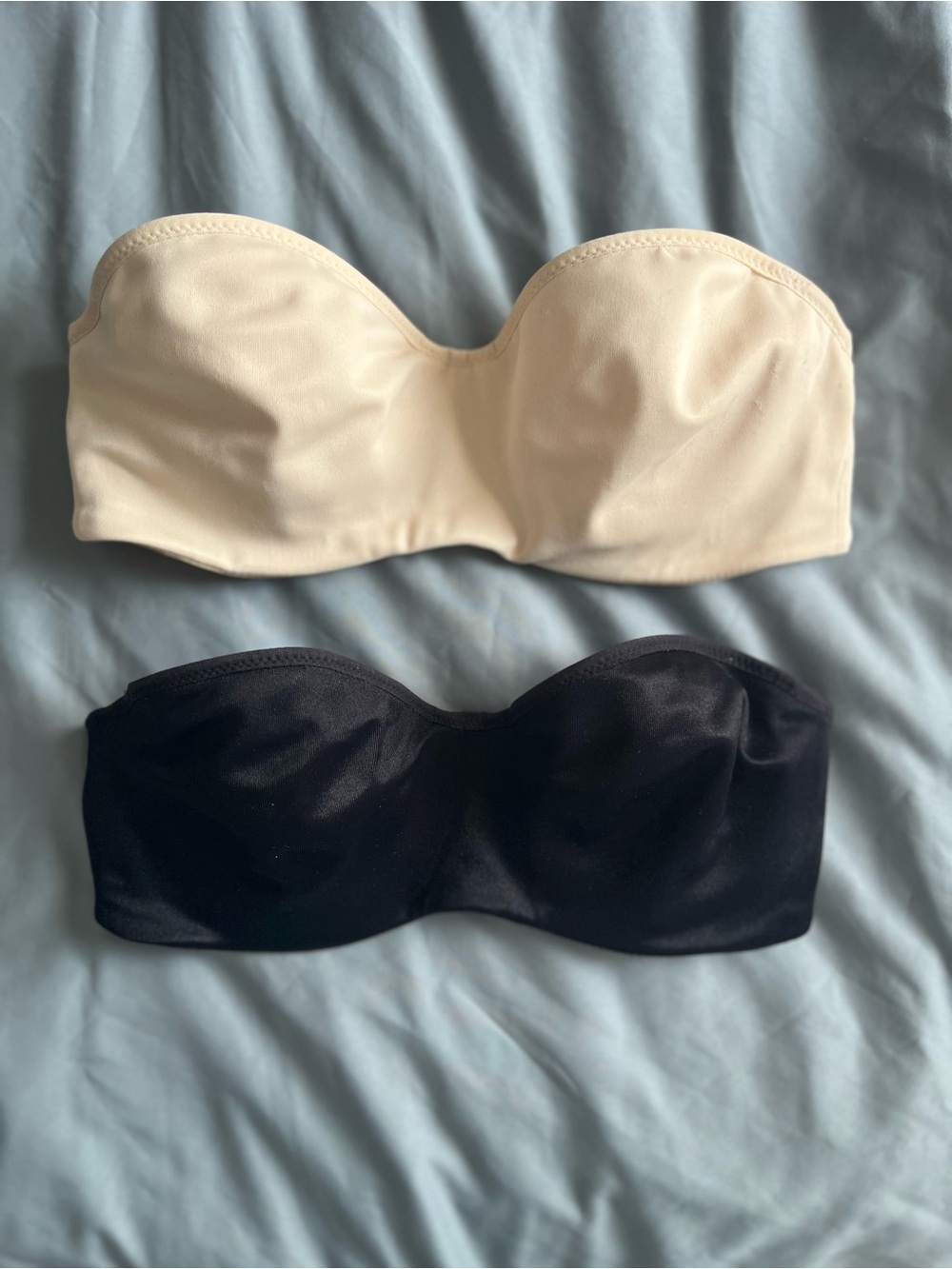 Victoria's Secret Strapless Bandeau Set - Black & Cream
